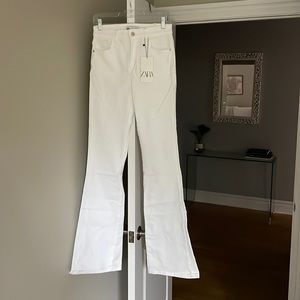 Zara high rise fit white jeans